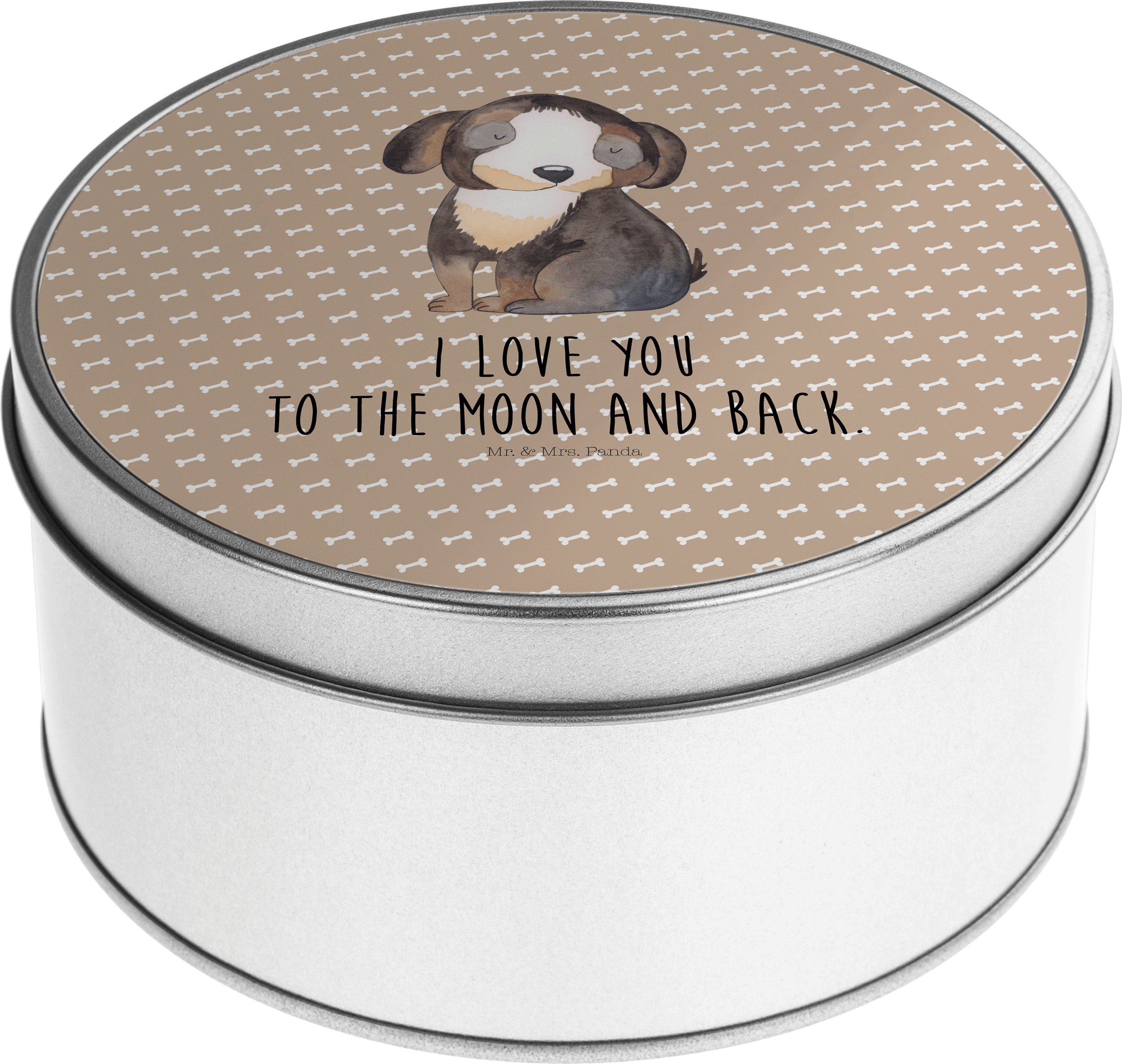 Mr. & Mrs. Panda Metallbox Hund Entspannen - Hundeglück - Geschenk, Treue, Liebe, Blechdose, schmuckdosen, Dose, Kaffeedose, Keksdose, Verliebt PD-973531-STANDARD