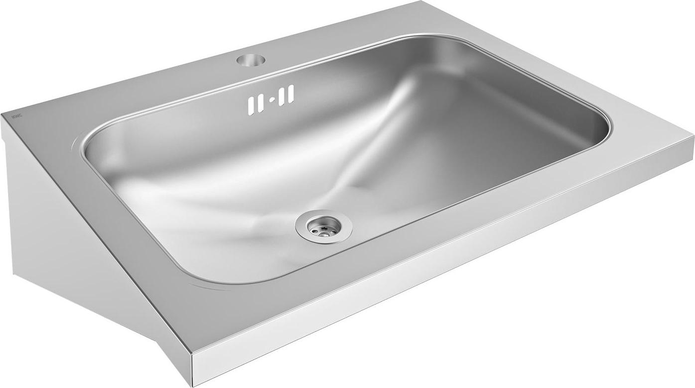 KWC AR Einzelwaschtisch, ANIMA, Edelstahl, 600x200x440 mm, m. Überl., m. Hahnl. 2000103765