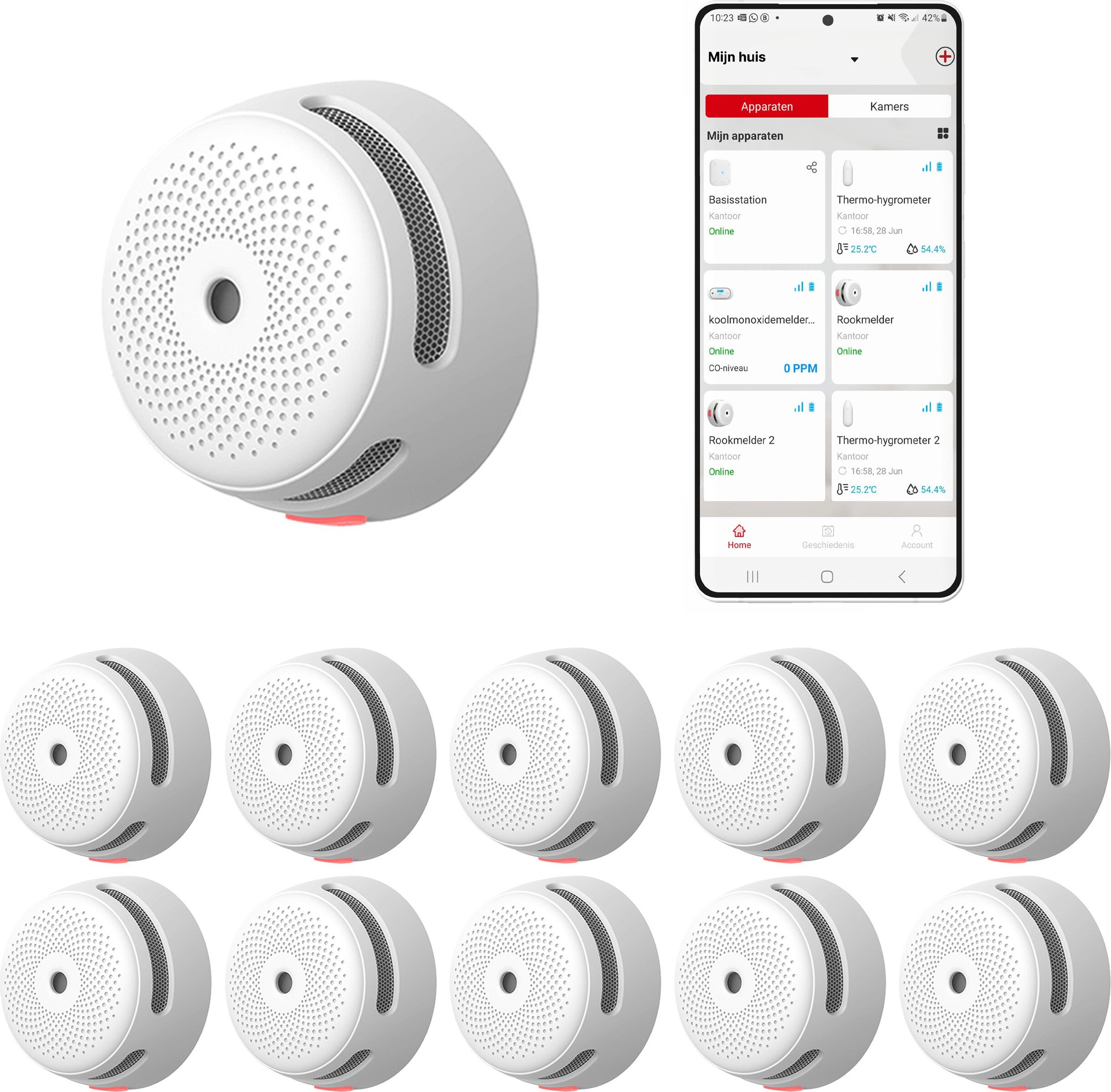 X-Sense XS01-M Intelligenter Rauchmelder Wifi - 10 Rauchdetektoren - Link+ Pro - Drahtlos vernetzbarer Rauchwarnmelder - Feueralarm - Rauchdetektor XS01-Mx10