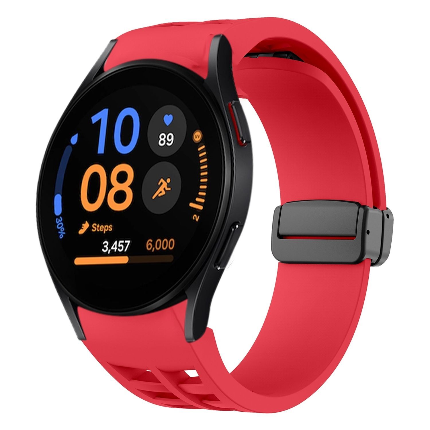 Pre Samsung Galaxy Watch FE / 6 / 5 / 4 40 mm Silikónový dizajn Magnetická pracka Náhradný pás na ruku Červená