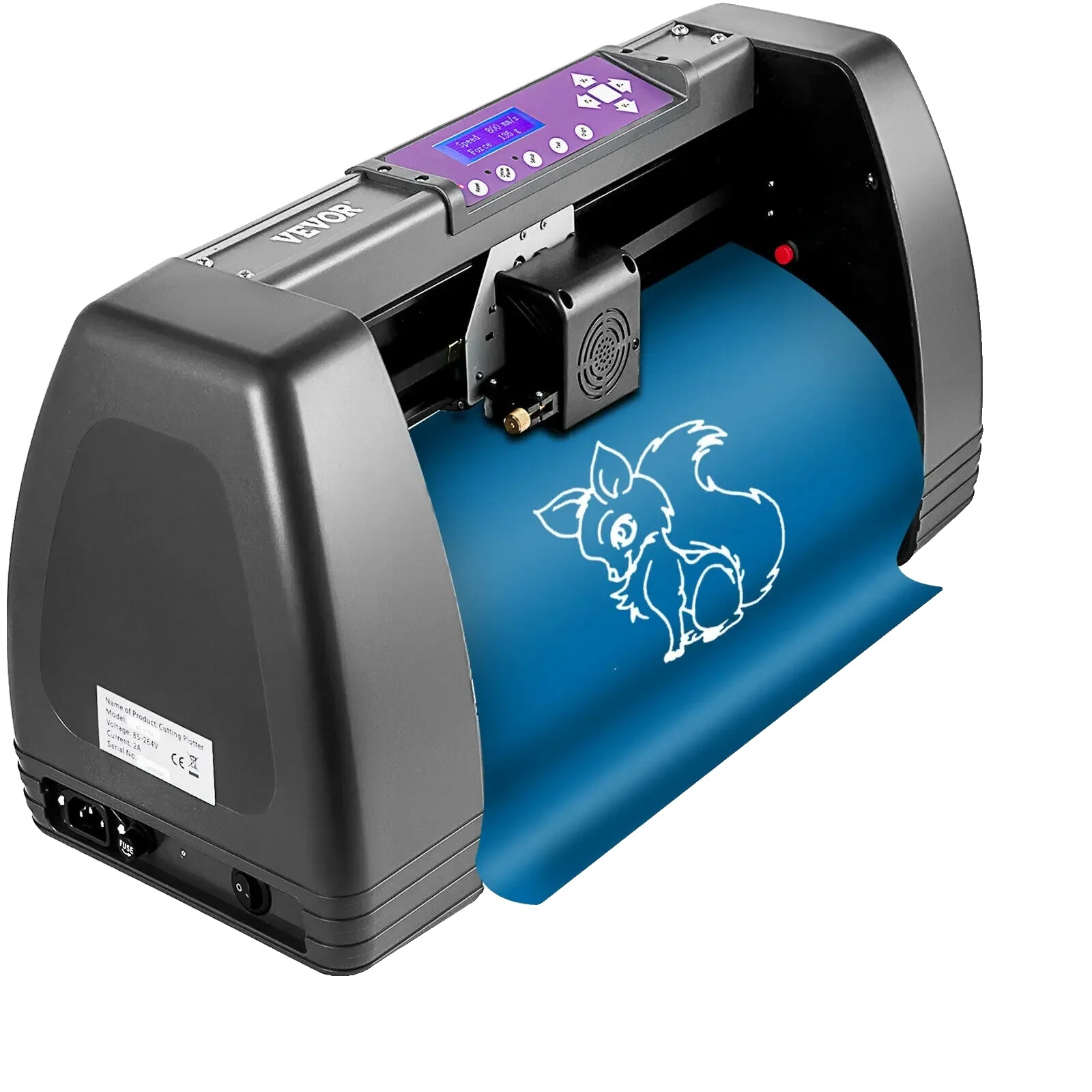 Rezací stroj na vinyl, maximálny posuv papiera 14,76", rýchlosť rezania 10 - 800 mm/s, poháňaný krokovým motorom,