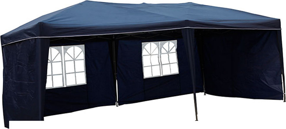 Linder Exclusiv GmbH Alu Faltpavillon 6x3x2,5m wasserdicht Polyester 4Seitenteile Pop Up Partyzelt, Farbe:blau PO2473SI