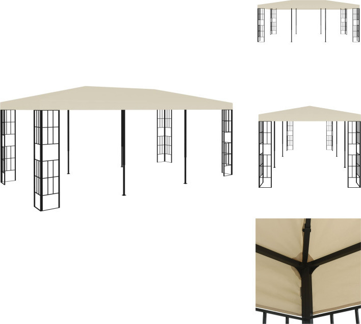 vidaXL Pavillon 3x6 m Creme - Pavillons & Partyzelte