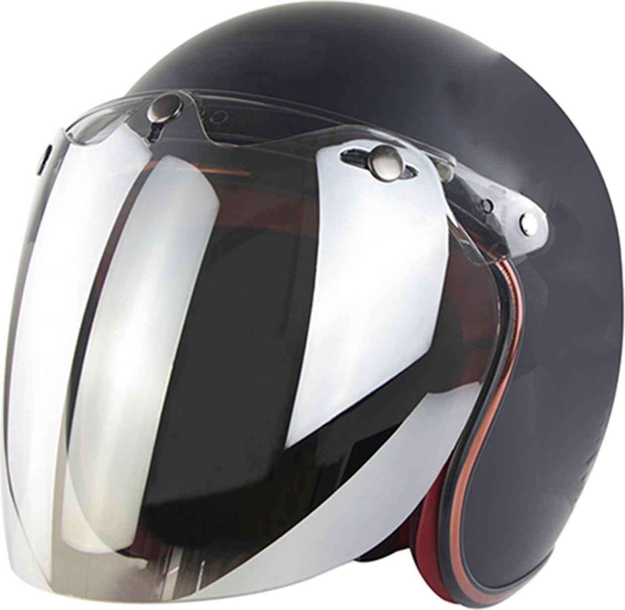 Cocosity Open Face Helm Visier Motorradhelm Bubble Lens 3-Snap Bubble Wind Visor
