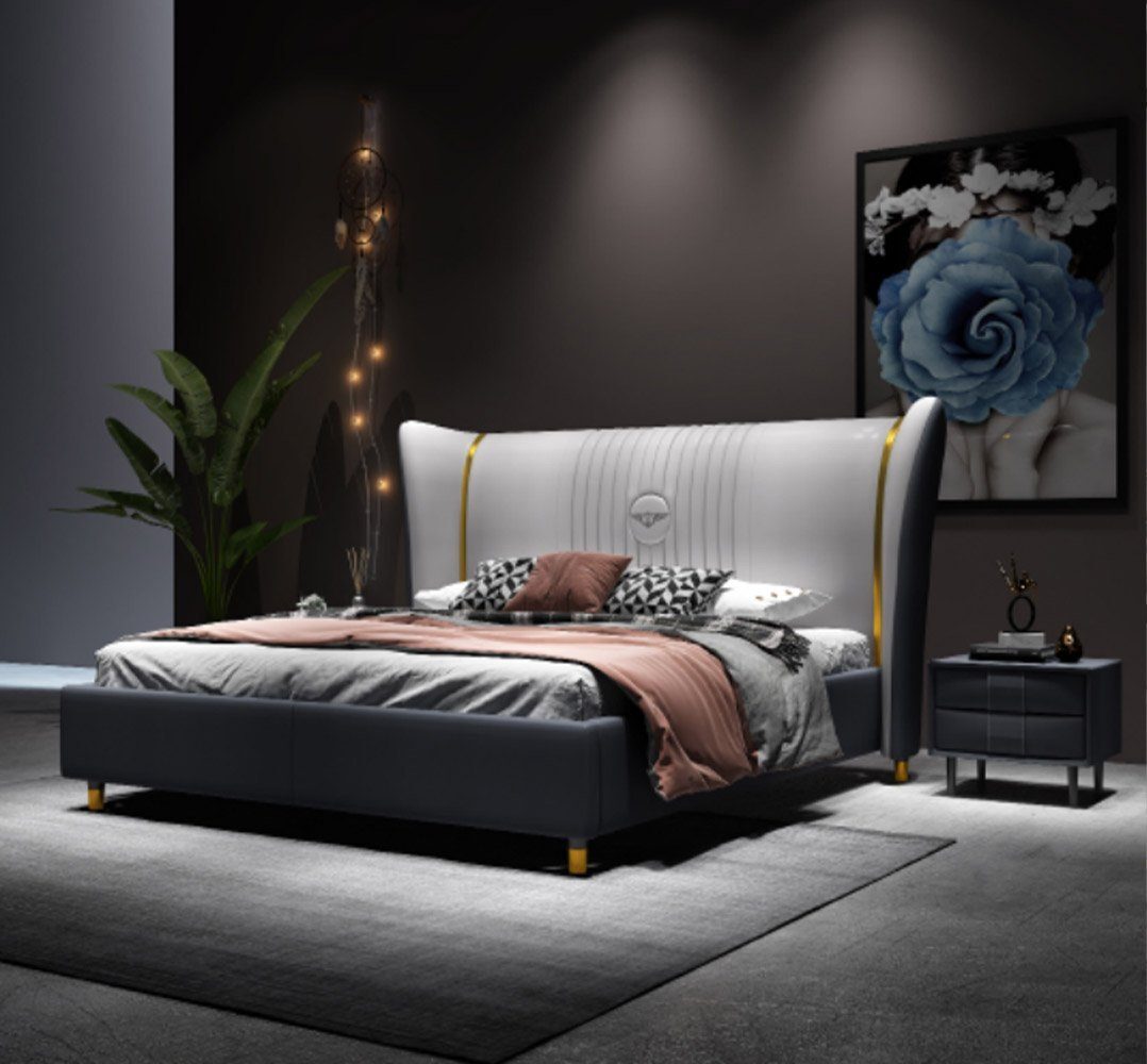 Schlafzimmer Bett Holz Polsterbett Doppelbett JVmoebel