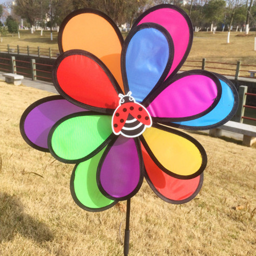 Sonnenblume Windmühle Windrad Windspiel Garten Deko Regenbogen Spielzeug neu