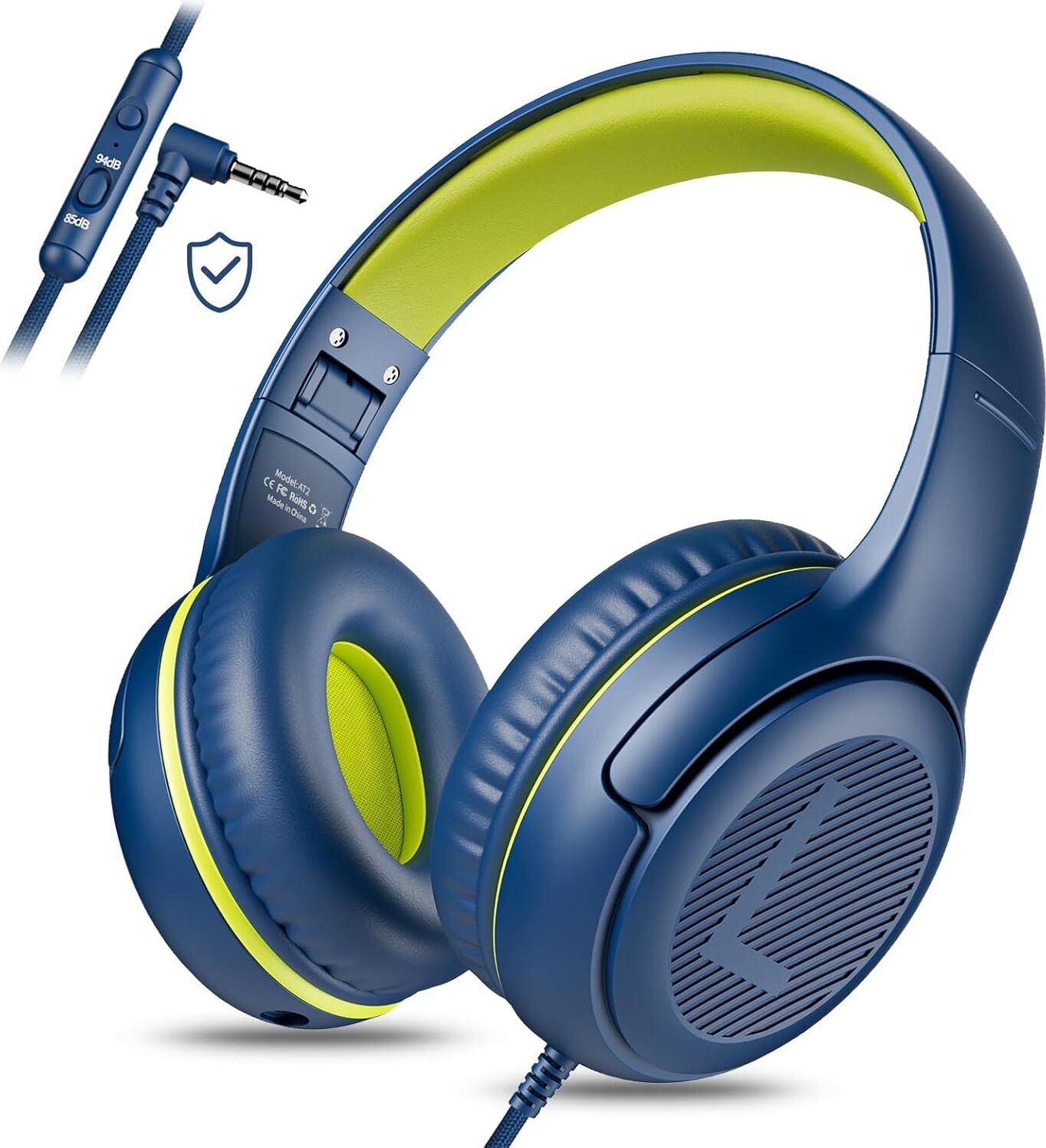 Detské slúchadlá do školy, pre batoľatá, drôtové, s mikrofónom, so zástrčkou, objemné, pre chlapcov, náhlavná súprava, pre dievčatá od 3 rokov, modré, zelené