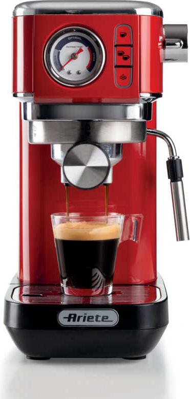 Ariete Moderna Line 1381/33, Espresso kávovar, 1,1 L, kávový sáčok, Mletá káva, 1300 W, Červená