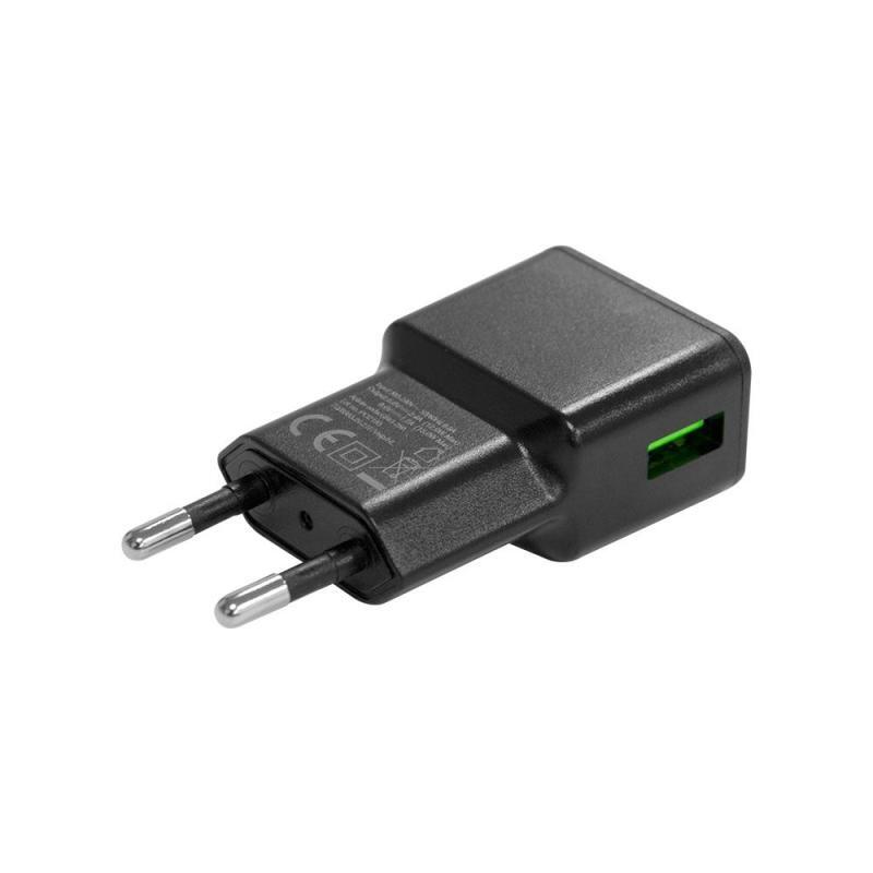 Partel, dvojitá sieťová nabíjačka USB-A 12 W 2,4 A Grab'N Go, kompaktná a ľahká, čierna