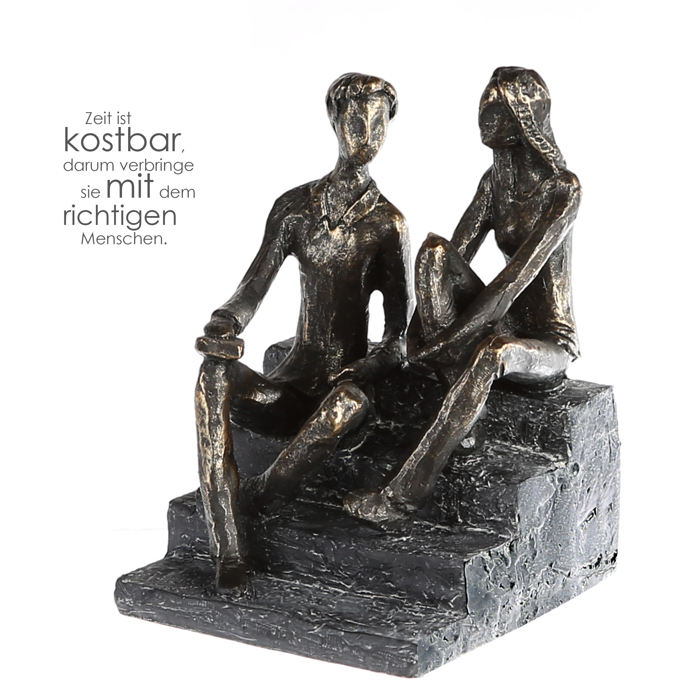 Hände geöffnet Casablanca Skulptur Yoga Poly bronzefarben Frau mitSchale 