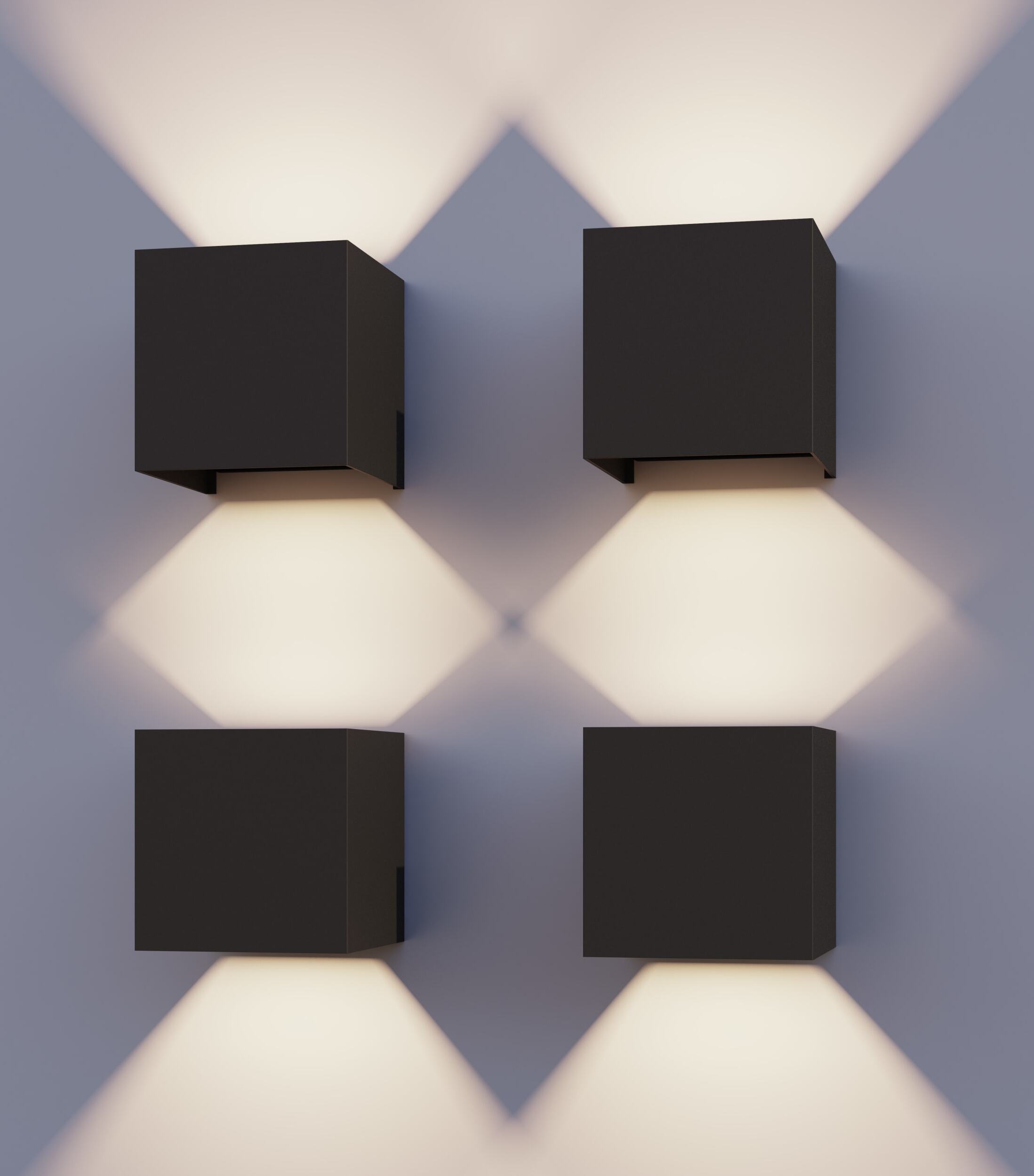 Calex Bari Wandleuchte, für Außen & Innen, warmweißes Up & Down Licht, einstellbarer Lichtstrahl, wasserdicht, Schwarz, 4er Pack 7001000000-4