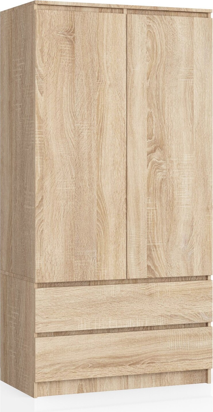 Kleiderschrank AKORD S90 Sonoma-Eiche 90 cm 2 Türen 2 Schubladen 4 Ebenen B90 x H180 x T51 cm SP0PSYSSON010