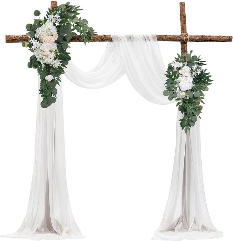 StarTech Hochzeitsbogen Set mit Blumen und Vorhängen - 2x Deko Blumen, 2x Weißer Vorhang - Ideal für Trauungszeremonien und Veranstaltungen HLGMHTJ4JTBSCANWFV0