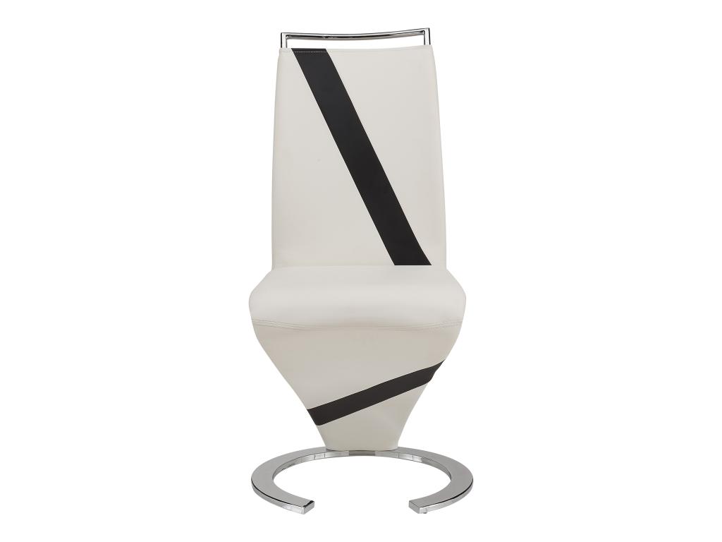 Vente-unique 2er Set TWIZY Stühle - Lederähnliches Material schwarz + weiß