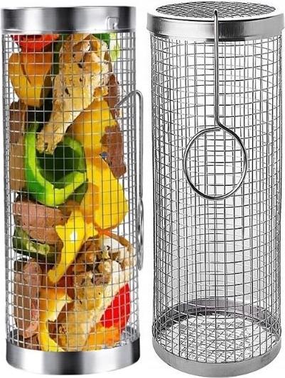 GZ TRADE Grillkorb Für Gemüse Und Pommes Gegrillt Drehgrillnetz 30X9,3Cm