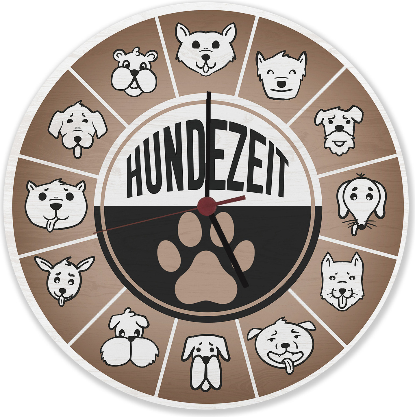 speecheese Hundezeit mit lustigen Hunden Wanduhr aus Alu