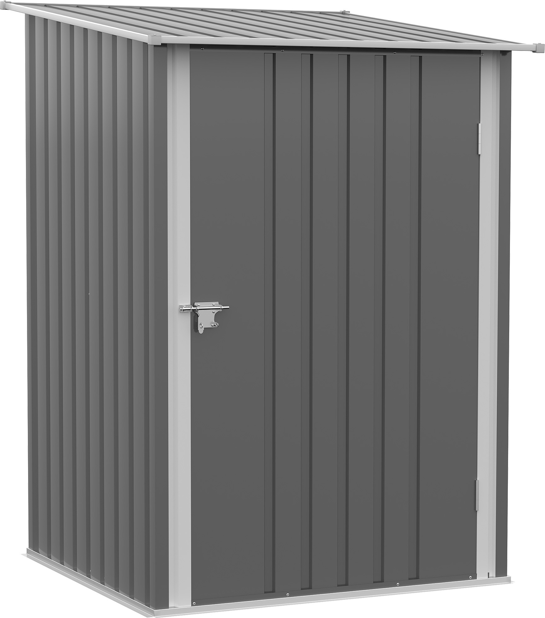 Outsunny prístrešok na náradie z ocele, 0,92 m² prístrešok na náradie so strechou, uzamykateľný, záhradný prístrešok na balkón, terasu, 100 x 103 x 160 cm, sivý