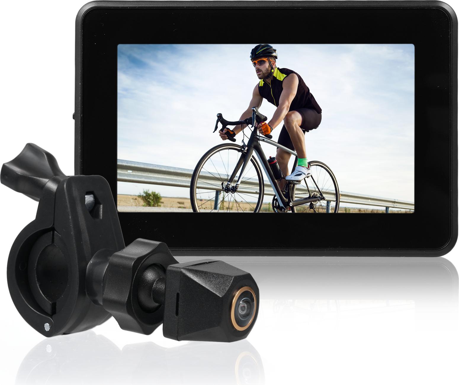 Zrkadlo na riadidlách bicykla, 1080P zadná kamera na bicykel s funkciou nočného videnia na 4,3" obrazovke, 110 º širokouhlý pohľad, nastaviteľný otočný držiak, kompatibilný s horským bicyklom, cestným bicyklom