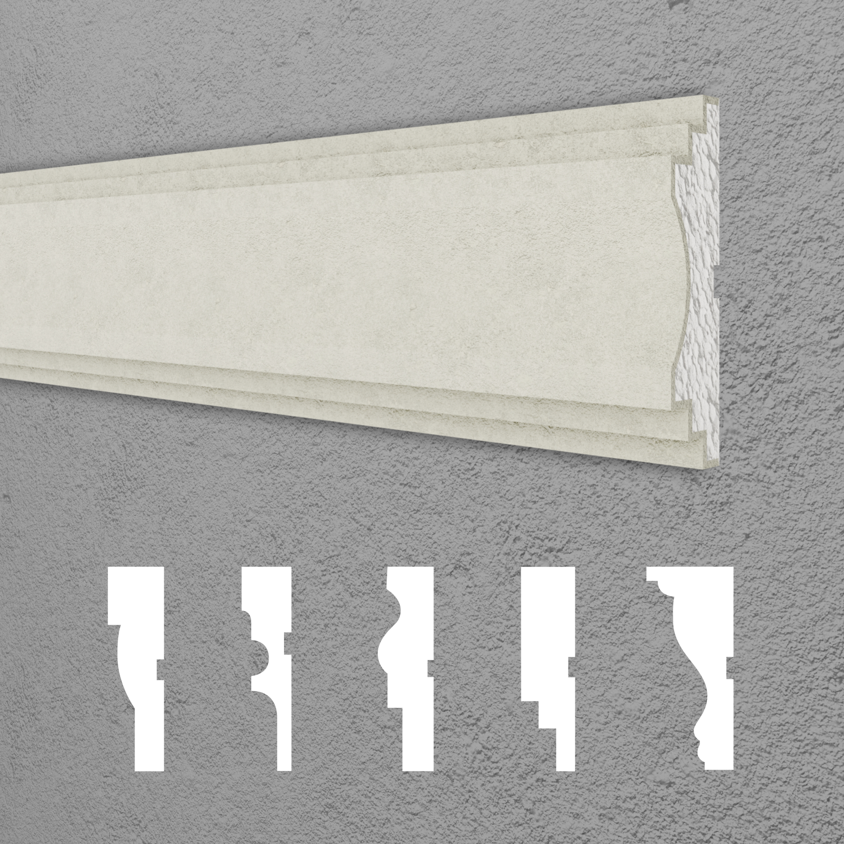 HEXIM Fassadenprofile Gesimsprofile Aussenfassade Fassadenstuck Fassadenelemente Fassade verkleiden Außenstuck - (DML-122, 35 x 140 mm, 2 Meter / 1 Profil) 93535
