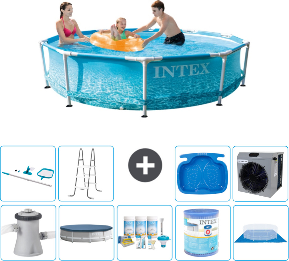 Bazén s okrúhlym rámom Intex - 305 x 76 cm - tlak vody - vrátane krytu čerpadla - balík na údržbu - filter - podložka - čistiaca súprava - rebrík