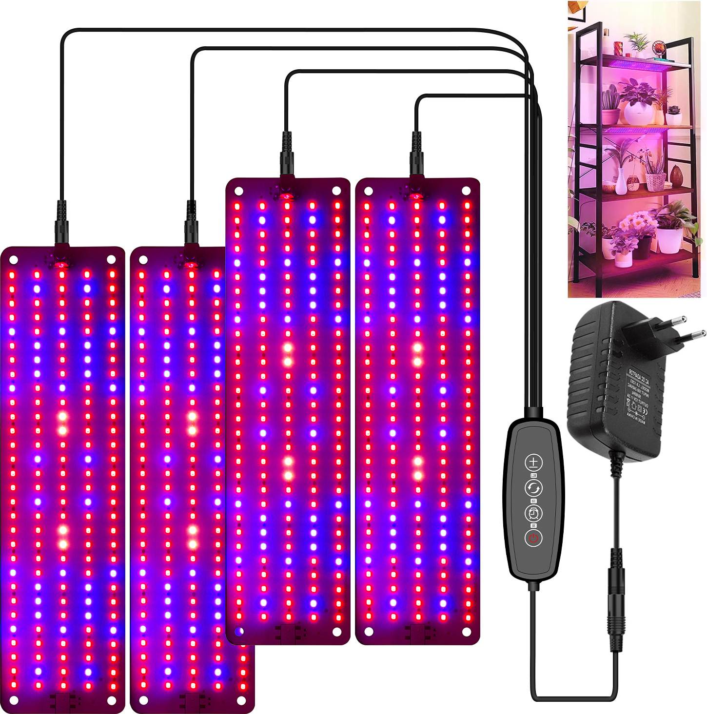OROMYO Pflanzenlampe LED Vollspektrum 250 LEDs – 1000W Äquivalent, 4 Haken, Für Gewächshaus, Gemüse & Blumen (Rot+Blau+Weiß, 250 LEDs)