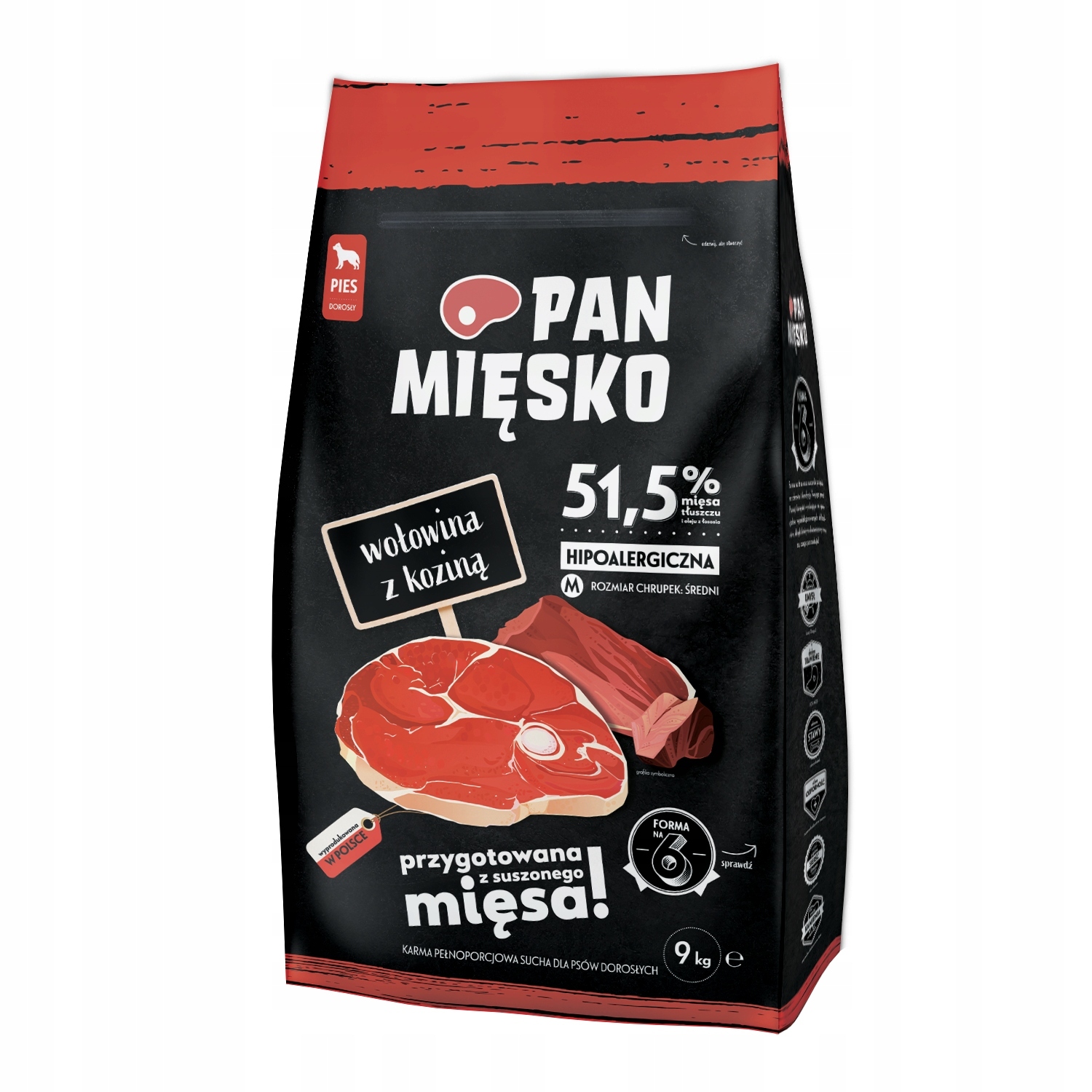 Pan Miesko M M M M M Medium Rindfleisch Hund Mit Ziegenfleisch 9Kg
