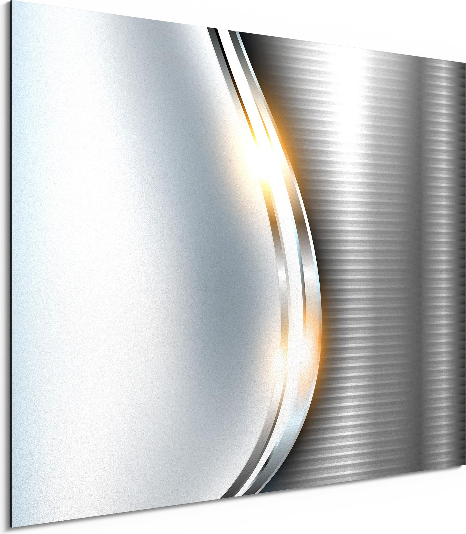 DEQORI Alu-Dibond Bild Weiß 40x30 cm 'Elegantes Vektordesign' Wandbild Metall dünn Design AD-40-30-W-1196-UV