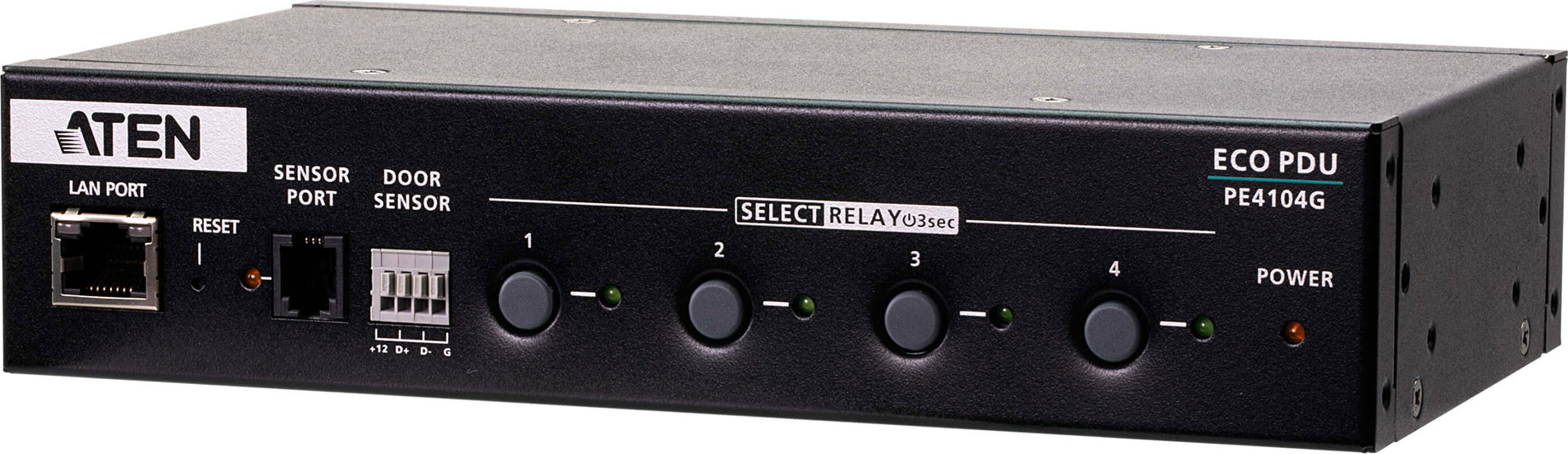 ATEN 4-Ausgang IP Kontrollbox, Standard, 1U, Schwarz, 4 AC-Ausgänge, C13-Koppler, IEC 320 PE4104G-AT-G