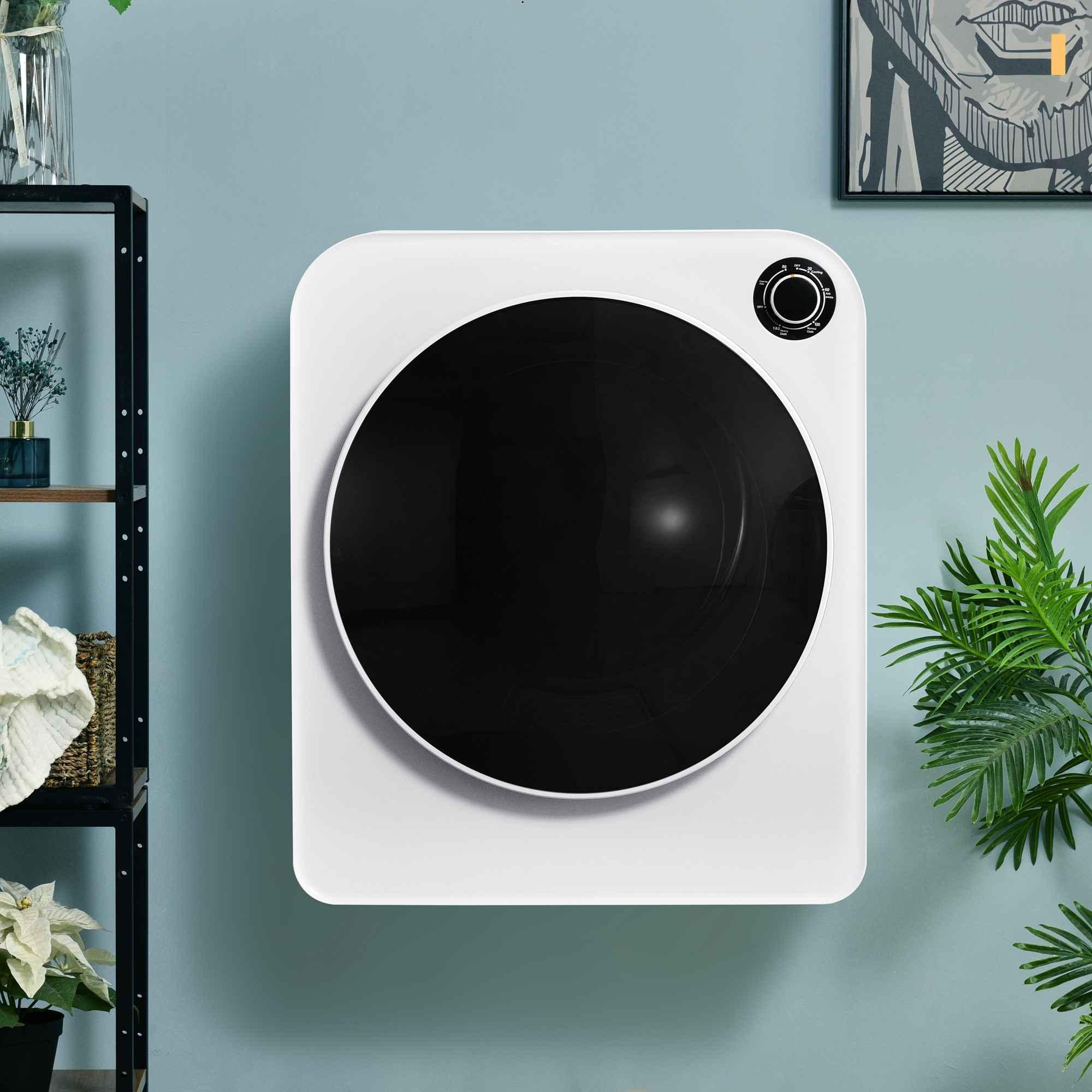 AIORBER Ablufttrockner 3kg Edelstahl, 830W, 5 Programme, Dreifachfilter, Wandmontage, leise, Überhitzungsschutz, platzsparend, Weiß