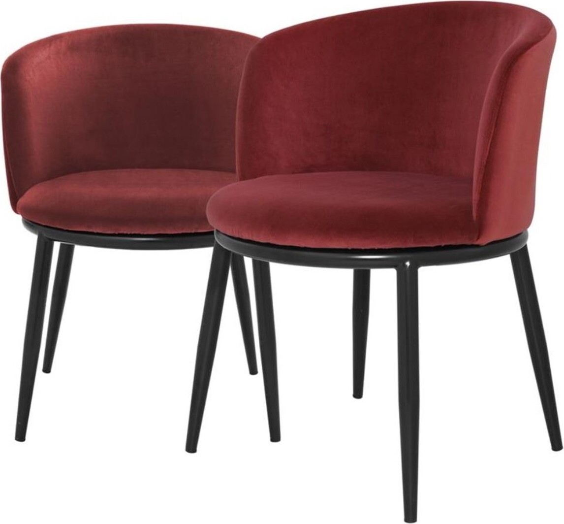 Demotex GmbH Casa Padrino Luxus Esszimmerstuhl Set Weinrot / Schwarz 57 x 57 x H. 74 cm - Esszimmermöbel