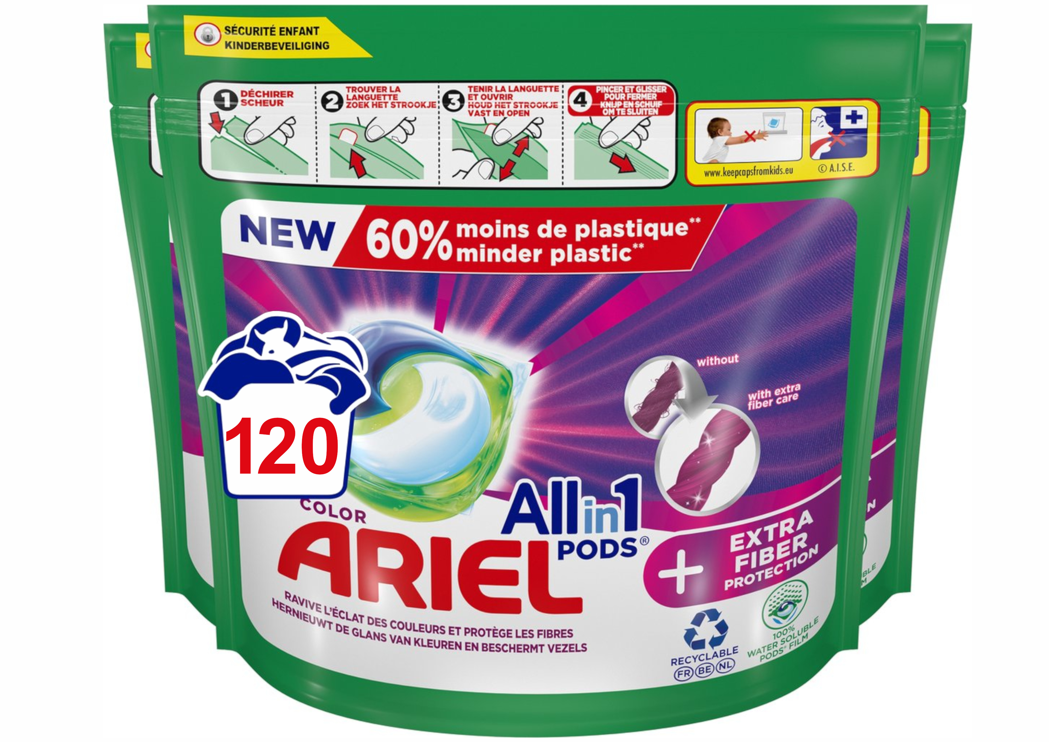 3x Ariel All-in-1 Pods Universal Waschmittel 20WL Cashba Extra Geruchsabwehr 