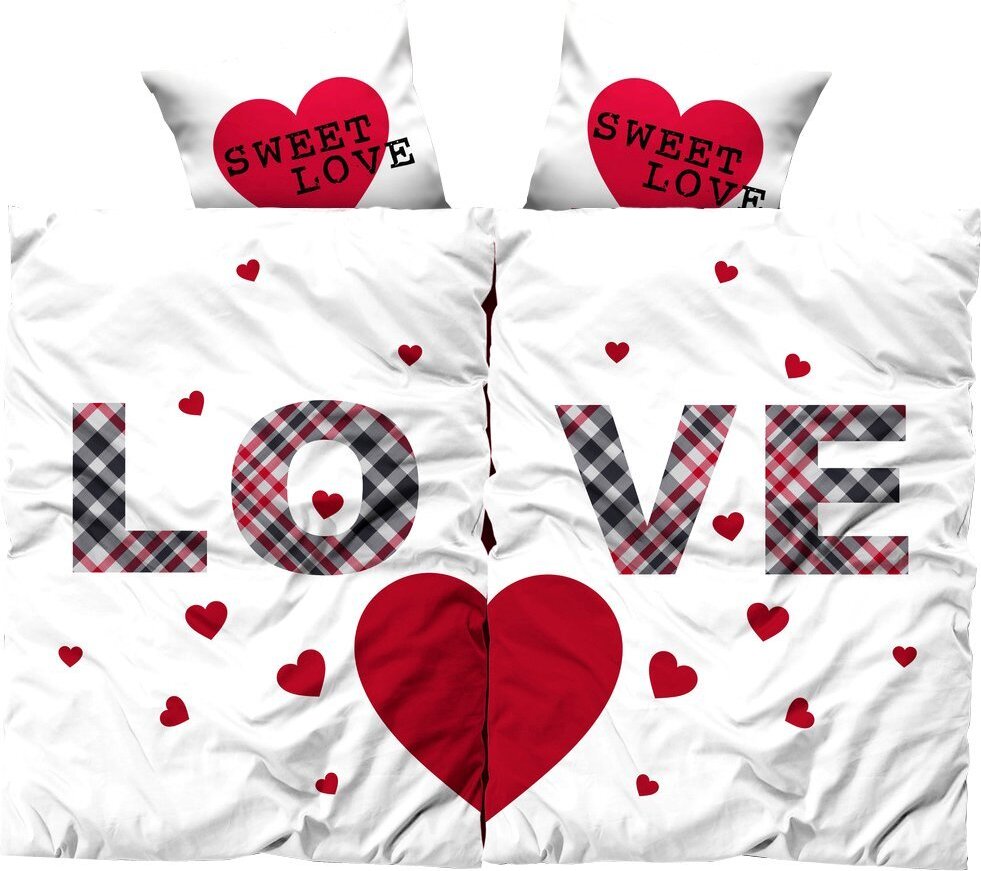 leonado vicenti Bettwäsche 135x200 cm Love Partnerbettwäsche weiß rot Herz Mikrofaser, 4 teilig Mikr. Love Partner 135 / 4 tlg