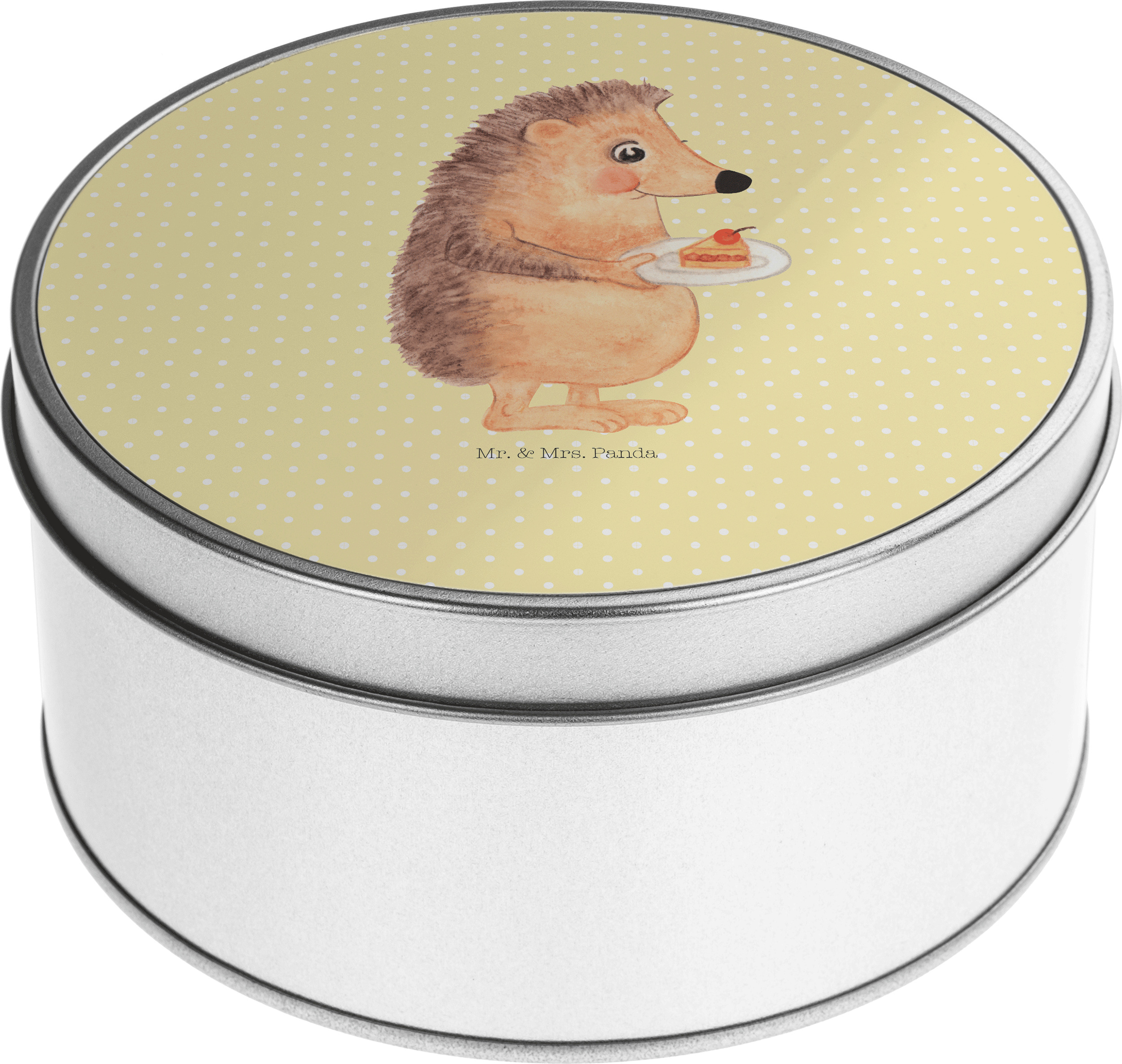 Mr. & Mrs. Panda Kaffeedose Igel Kuchenstück - Gelb Pastell - Geschenk, schmuckdosen, Vorratsdosen, Gute Laune, Teedose, Kuchen Backen, Einladung Party, Torte PD-937665-STANDARD