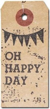 Artemio Kraft Etiketten + Holz Stempel 'Oh Happy Day' 1312