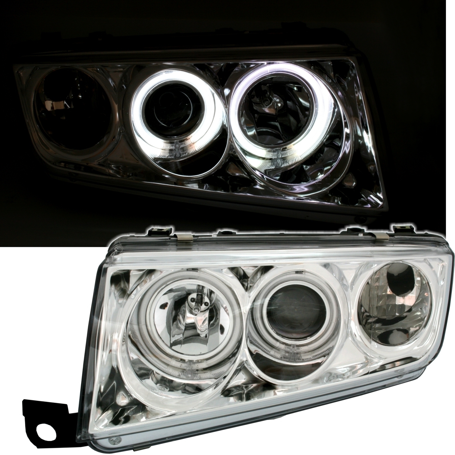 Eagle Eyes® CCFL ANGEL EYES SCHEINWERFER SET CHROM für SKODA FABIA 6Y 12/99-3/07 EAGLE EYES SK001-B2WCW