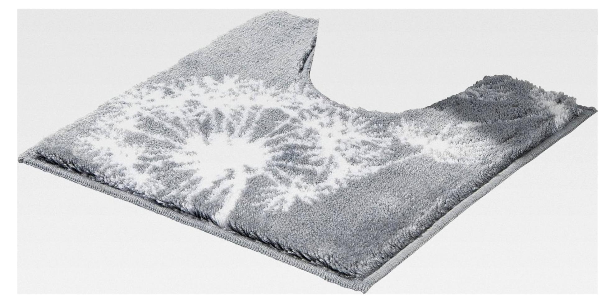 Markenlos WC-Umrandung Pusteblume Prasonisi grau 50x50 cm - rutschhemmend, flauschig weich, geeignet für Fußbodenheizung