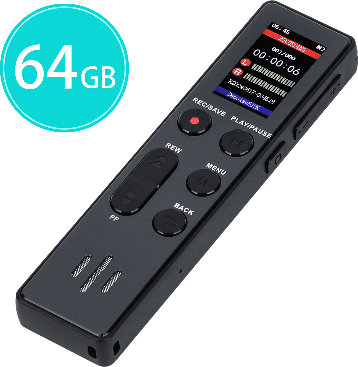 Cocosity Diktiergerät,Digitales Diktiergerät,64GB Diktiergerät,Musikplayer,MP3-Musikplayer,Aktiviertes Diktiergerät,Tragbares Diktiergerät,Mini-Diktiergerät,Diktiergerät für Interviews,Diktiergerät mit USB,Diktiergerät mit Rauschunterdrückung,Sprachaktivierte Audioaufnahme