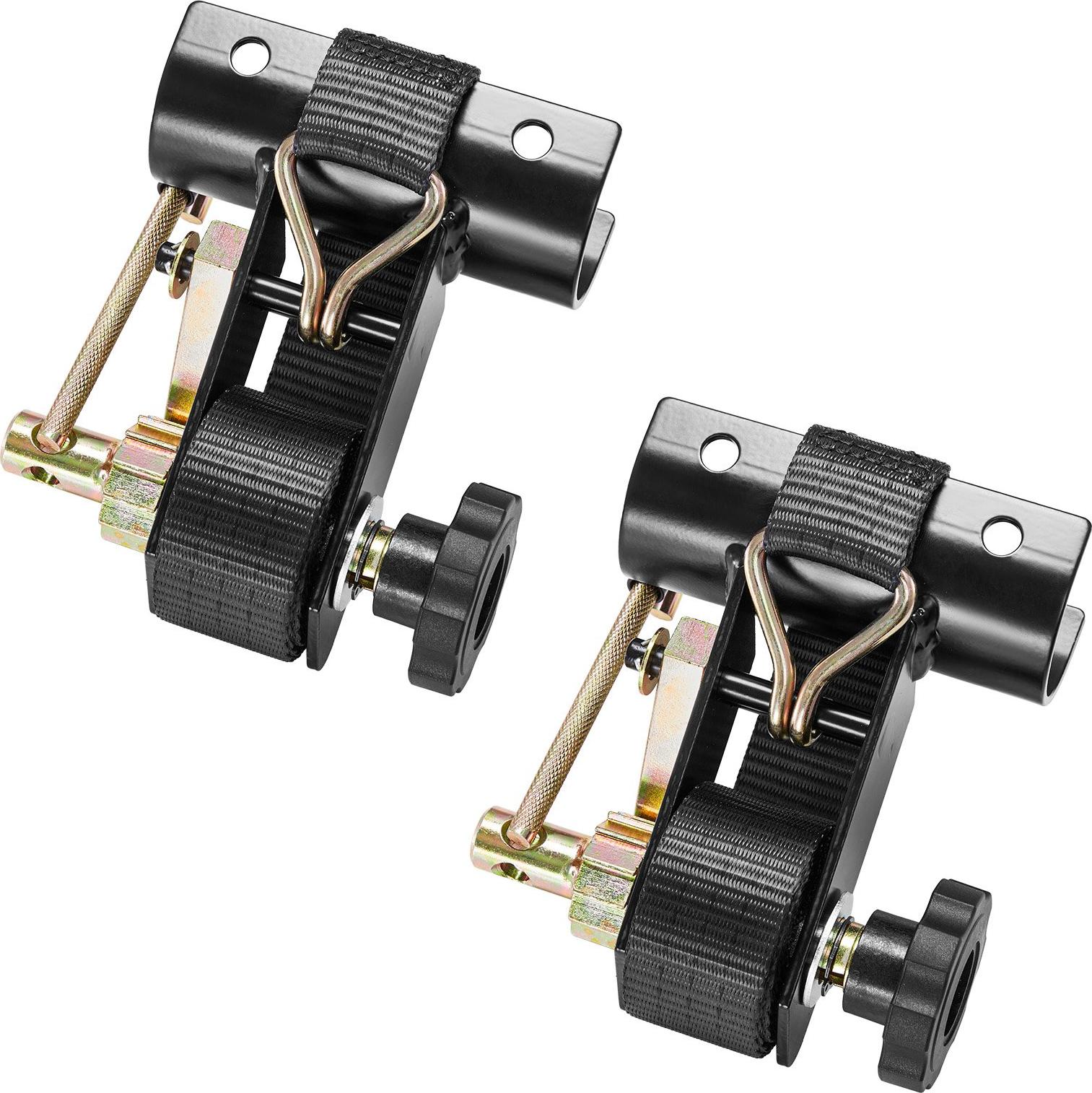 StarTech Spanngurte für Leitergestell/Leiterträger - Ratschen-Zurrgurte mit doppelten J-Haken - Maße 38 mm x 2,25 m - Für Rundrohre 47,5–50,8 mm - Traglast 226,8 kg - Doppelpack - Schwarz YGTJJLGDD2J0FH8R0001V0