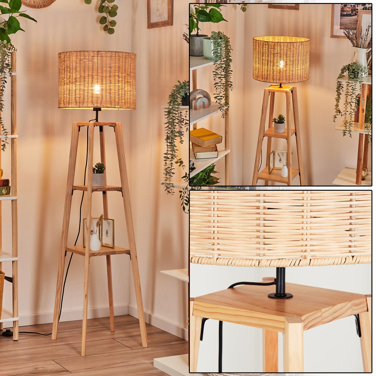 hofstein Campobasso Stehlampe aus Holz/Korbgeflecht in Naturfarben H3803851