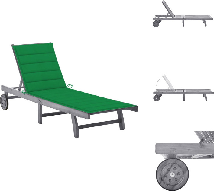 vidaXL Lehátko s vankúšom sivé akáciové masívne drevo - Lehátka