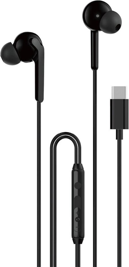 Káblové slúchadlá do uší USB-C 1,2 m - čierne - slúchadlá s frekvenčnou odozvou 10 Hz až 20 kHz Čierne