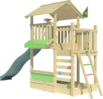 Spielhaus mit Stelzen Jungle Gym 440 x 165 cm Holz dunkelgrün