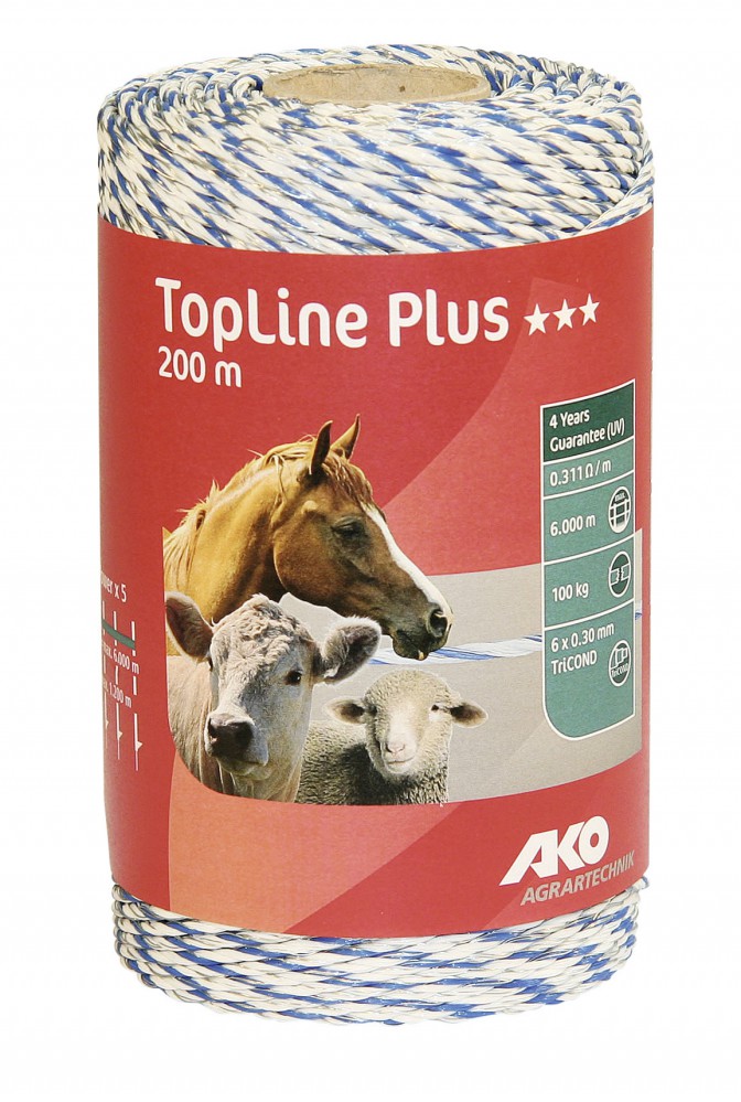Kerbl 3 Stück 200 m Top LinePlus Weidezaunlitze max 6000m Weidezaun Elektrozaun 4491558