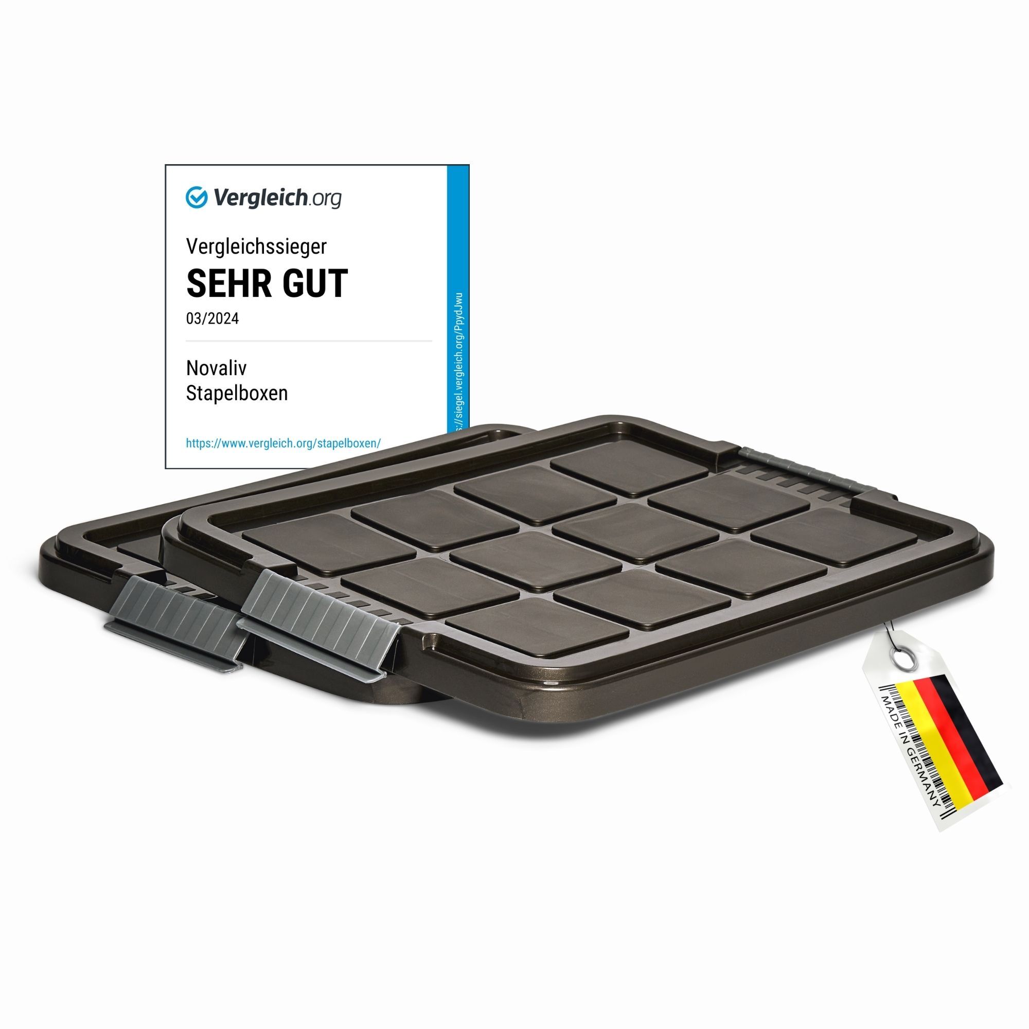 Novaliv 2x Ersatzdeckel für Novaliv 27 Liter mit Clipverschluss 46,5x36,5 cm Antrazith