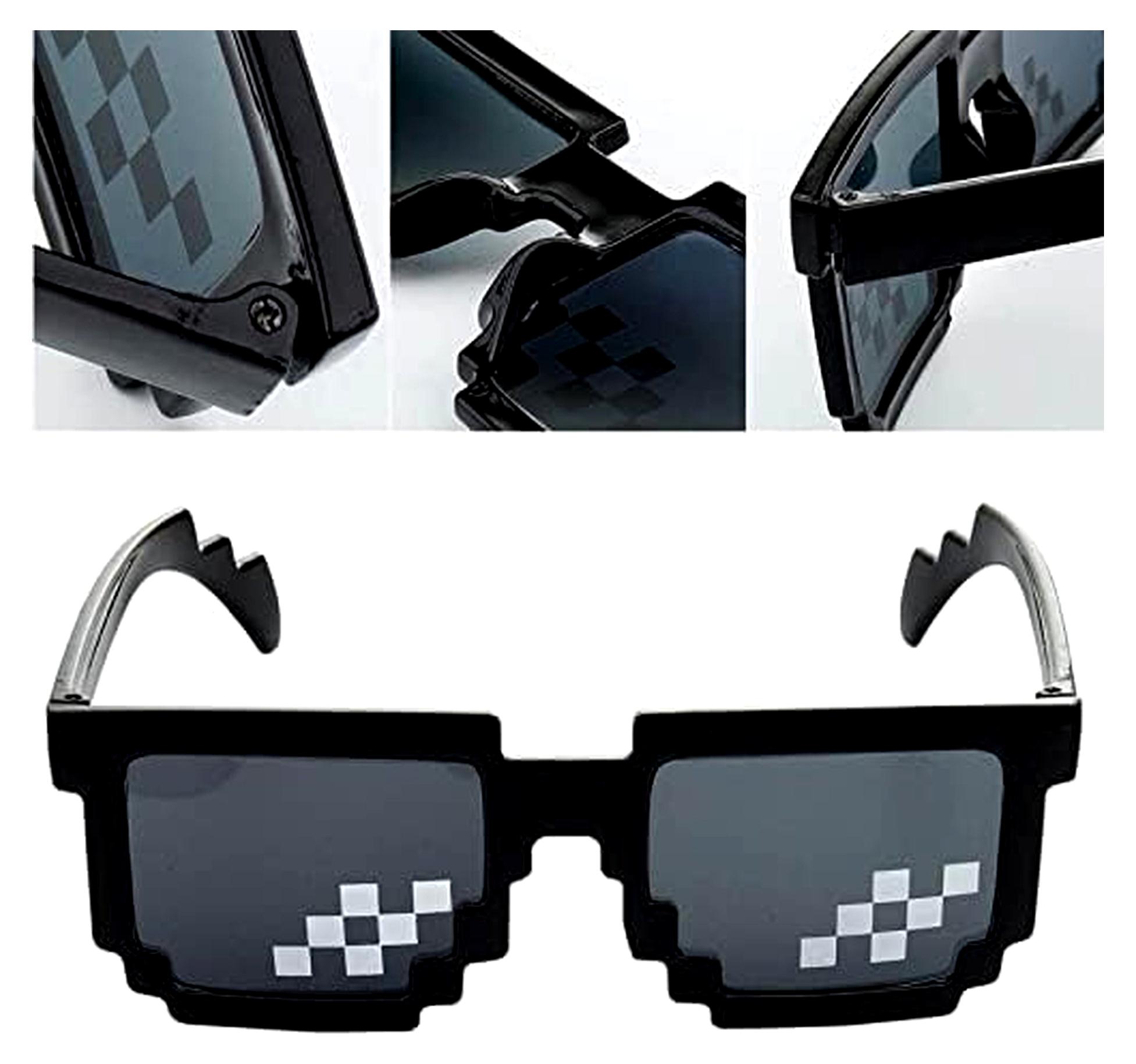 Markenlos 2 Paar Pixel Mosaik Sonnenbrillen, Thug Life Sonnenbrillen, coole Thug-Brillen für Reisen, Fotografie, Themenpartys, Konzerte, Partys, Festivals