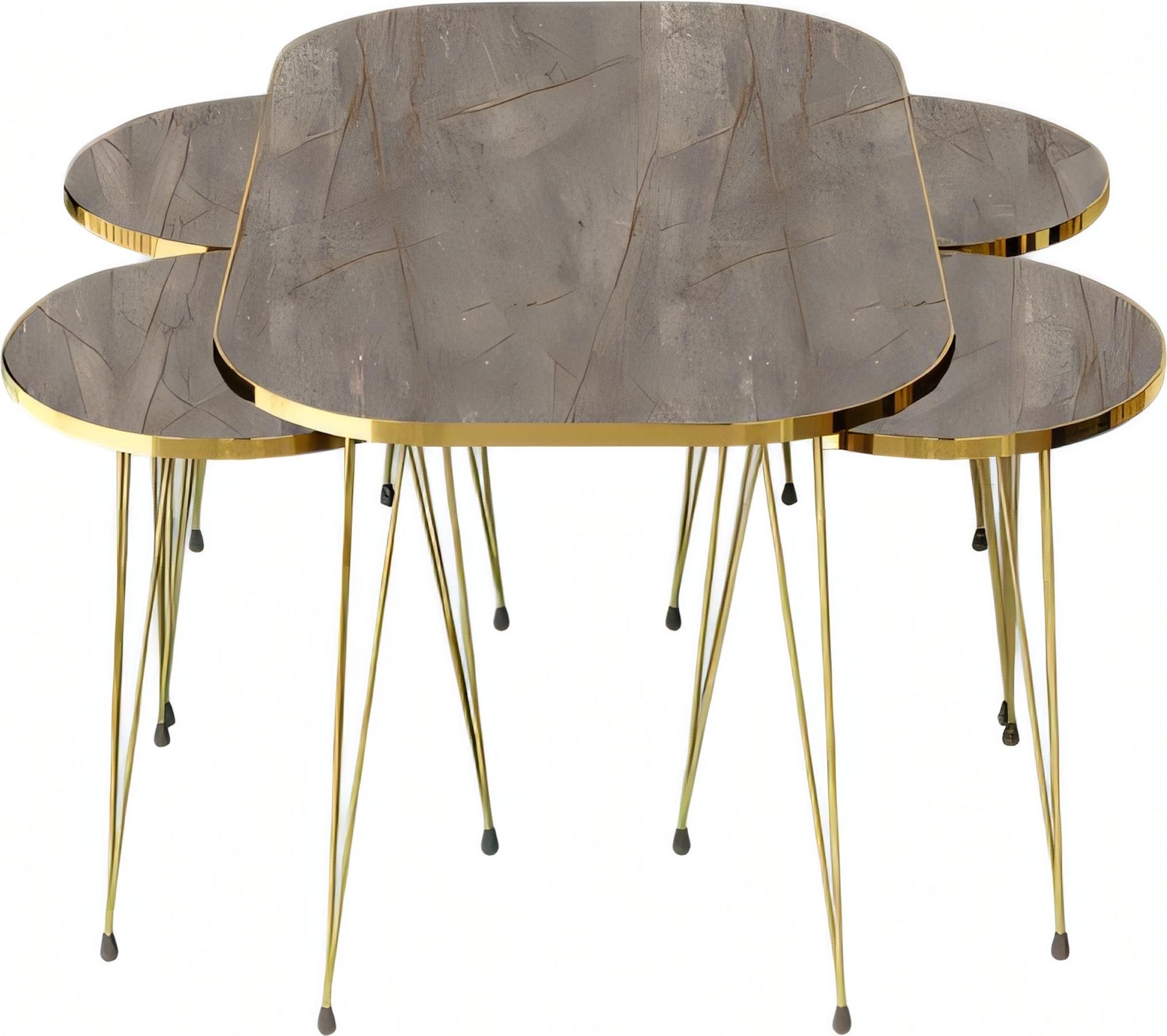 AEA Eleganter grauer Holz-Couchtisch mit Beistelltischen im modernen Stil