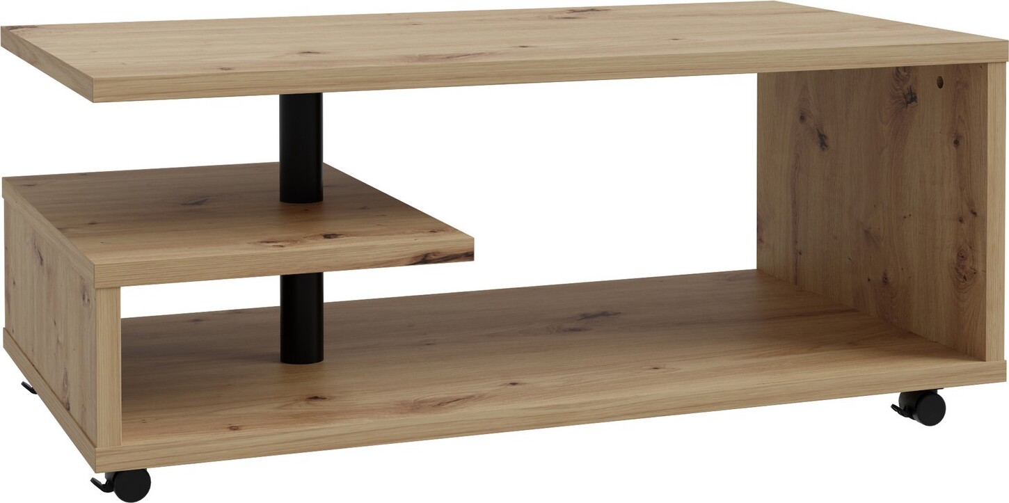 Furniture24 Kaffetisch Bailey Bl1T01-D78 Couchtisch Kaffetisch Auf Rollen Artisan Eiche