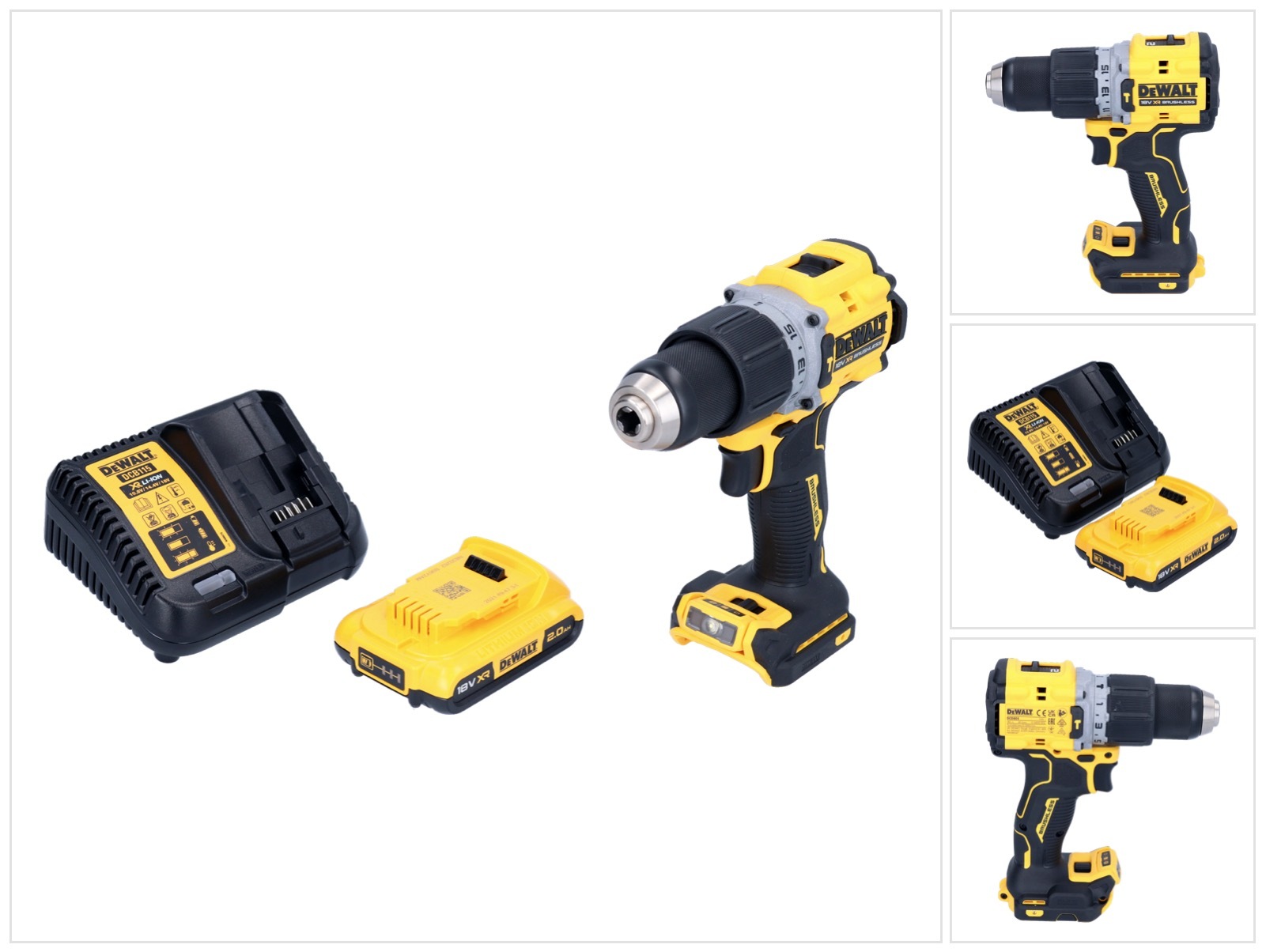 Akumulátorová príklepová vŕtačka DeWalt DCD 805 D1 18 V 90 Nm bez kefiek + 1x akumulátor 2,0 Ah + nabíjačka