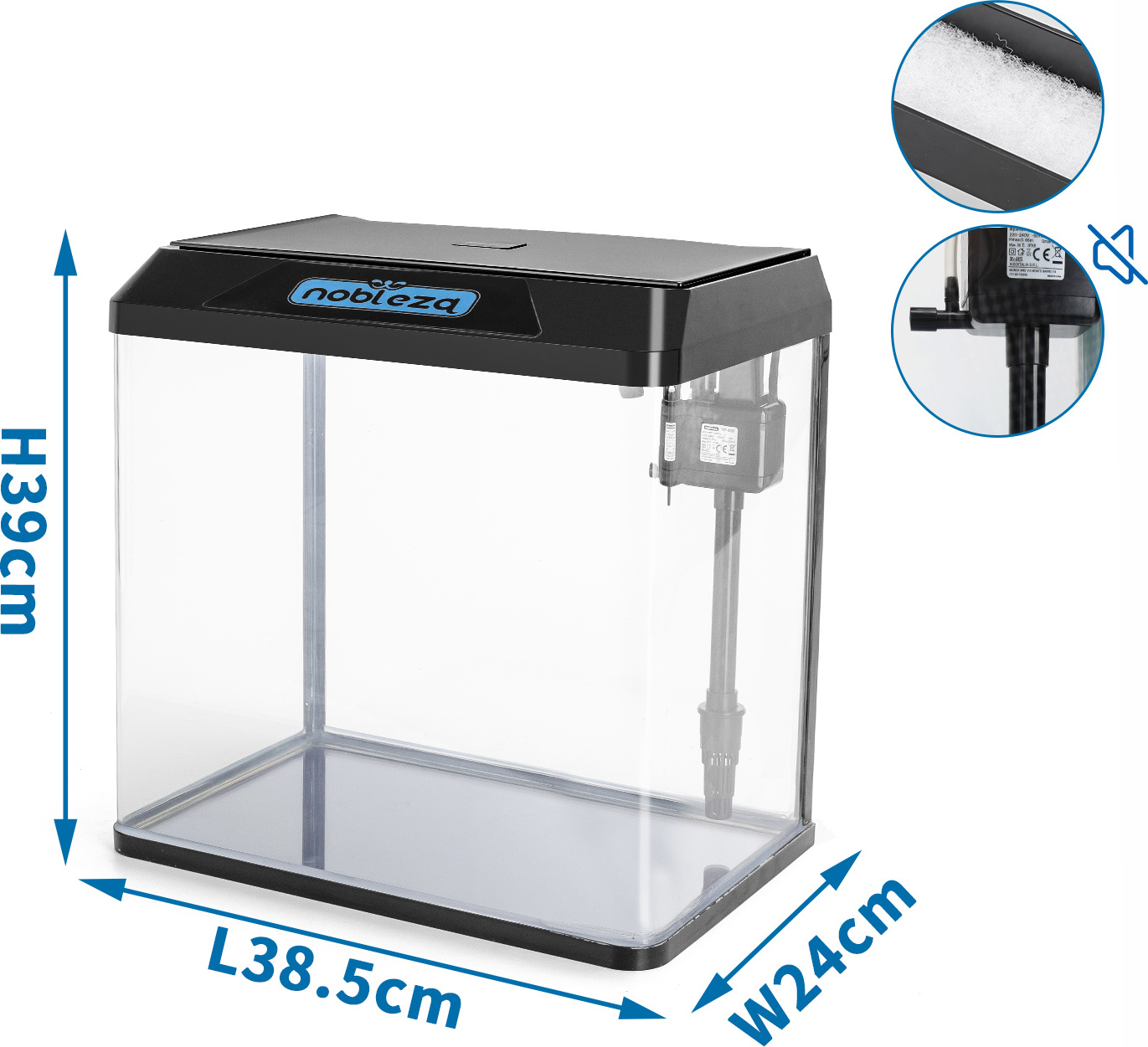 Aquarium Starter-Kit 31,5cm - Komplettset Mit Wasserpumpe Für Schreibtisch