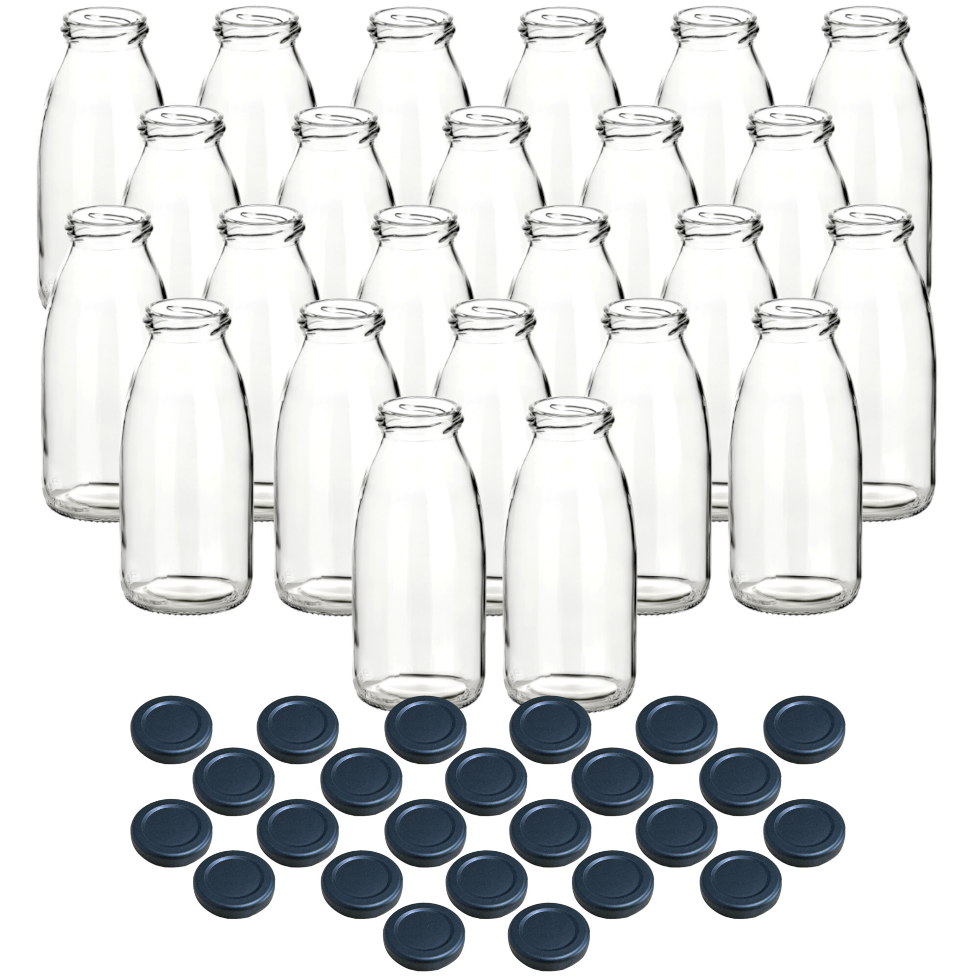gouveo set di 20 bottiglie di succo da 500 ml con tappo a vite bianco - piccola bottiglia di vetro da 0,5 l con tappo TO43 - bottiglia vuota da riempire in